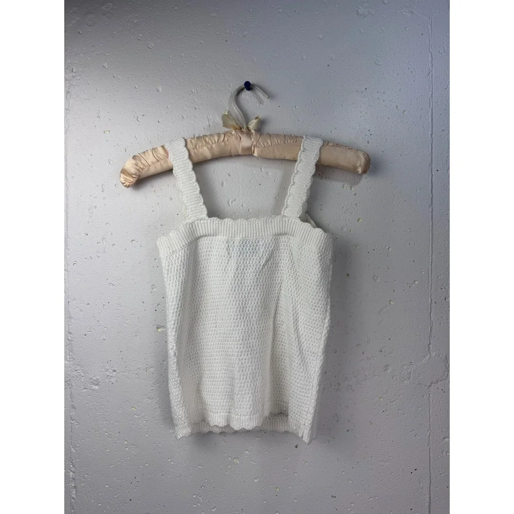 Old Navy Fruit Sweater Tank Kids Girls Large 10 White‎ Sleeveless Knit Top